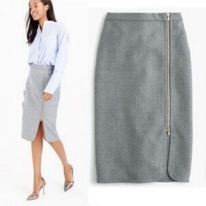 J. Crew  Gray  Wool Zip Pencil  Midi tulip hem  Skirt